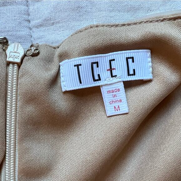 TCEC Tan / Champaign Chiffon Babydoll Mini Dress Ethereal Cottagecore Fairy -Med - Picture 9 of 10